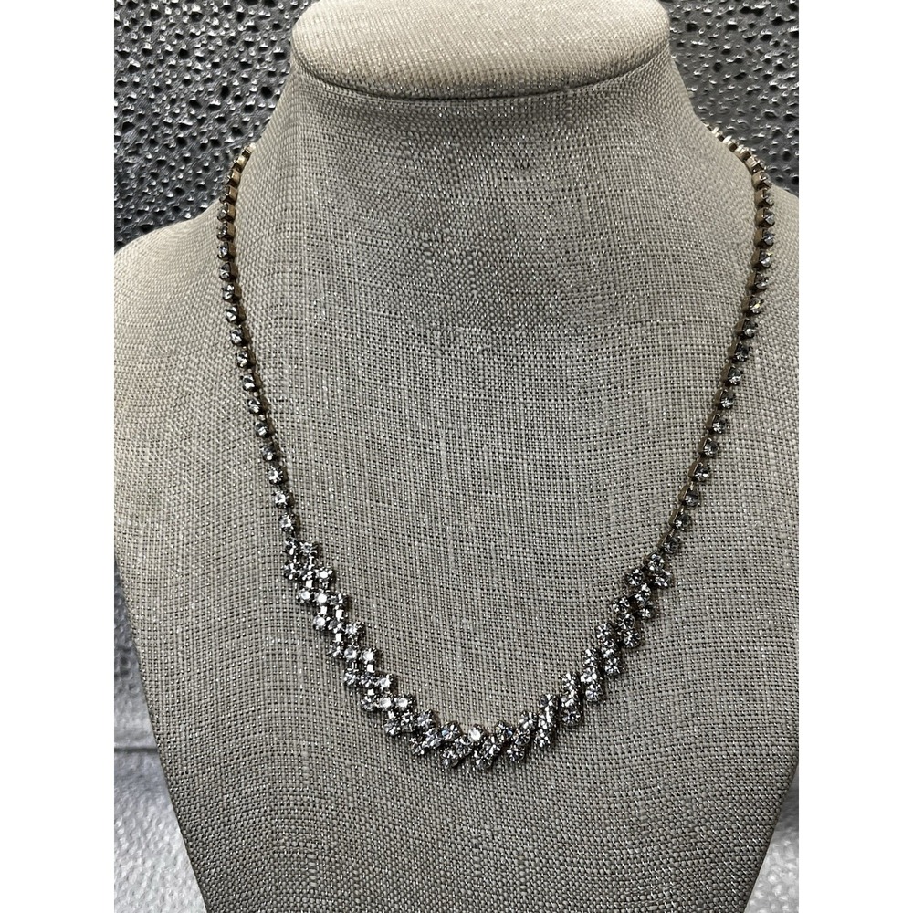 Vintage Clear Rhinestone‎ Necklace 17 Inch